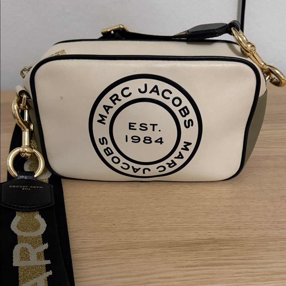 Marc Jacobs Black and Cream Logo Crossbody Bag